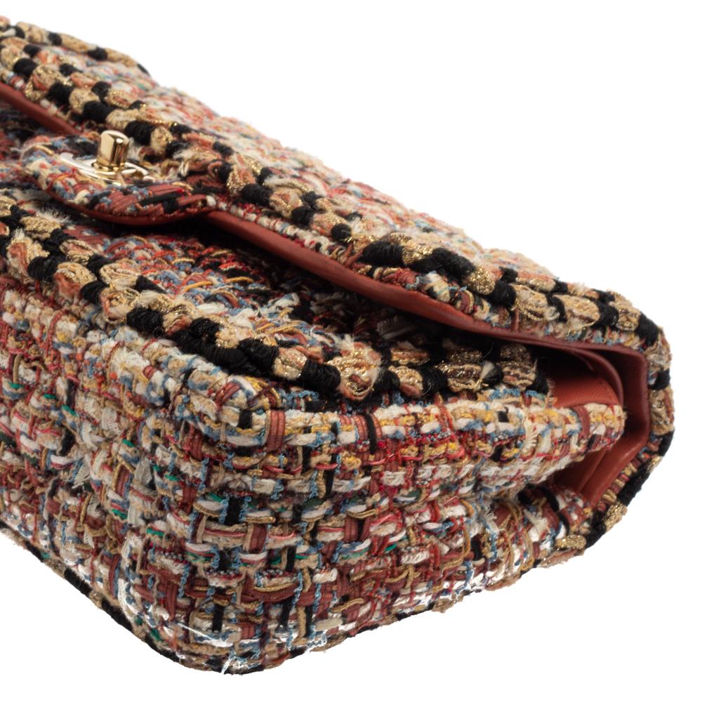 Chanel Multicolor Quilted Tweed Medium Classic Double Flap Shoulder Bag 6