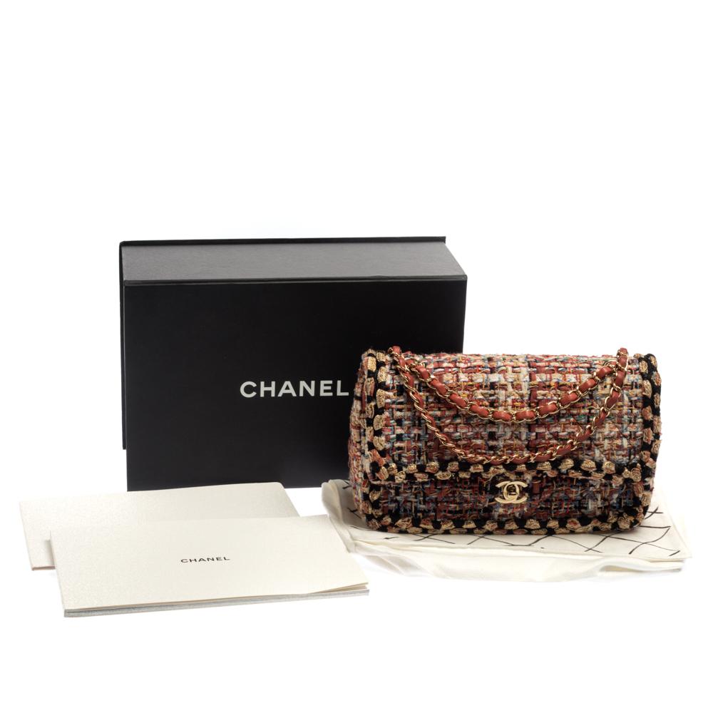 Chanel Multicolor Quilted Tweed Medium Classic Double Flap Shoulder Bag 9