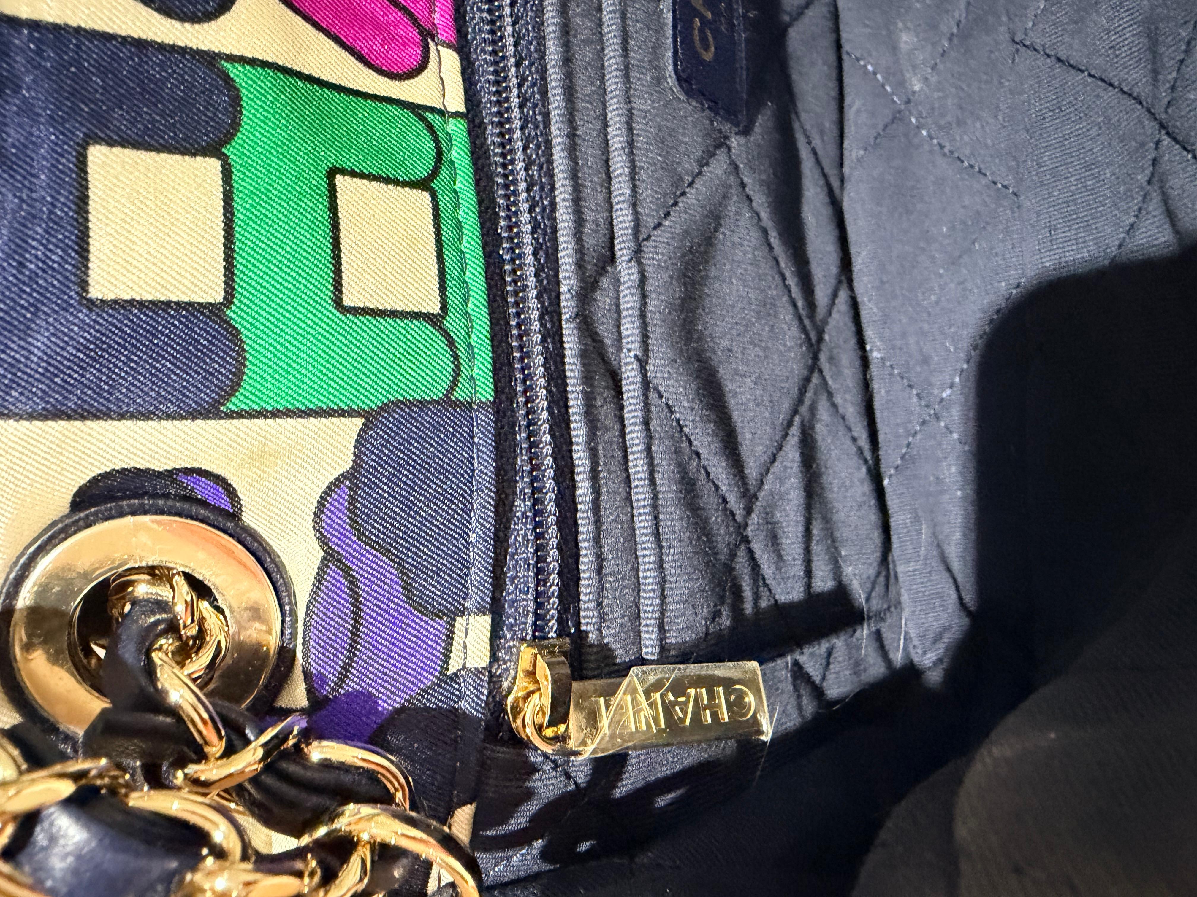 Chanel Multicolor Rainbow Logo Medium Flap Bag Nylon Light Gold Hardware en vente 3