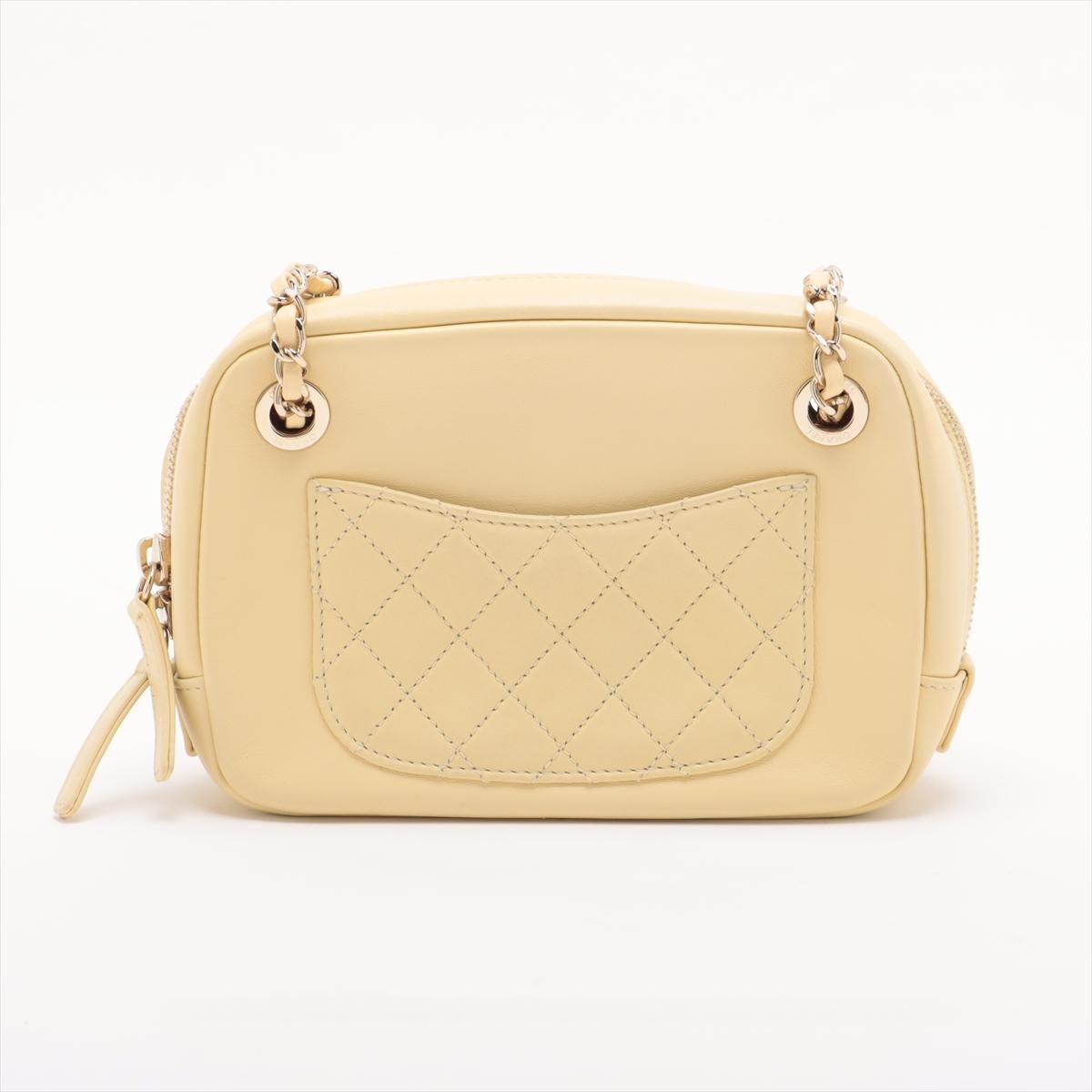 Beige Chanel Multicolor Rhinestone CC Logo Lambskin Chain Shoulder Bag Butter Yellow