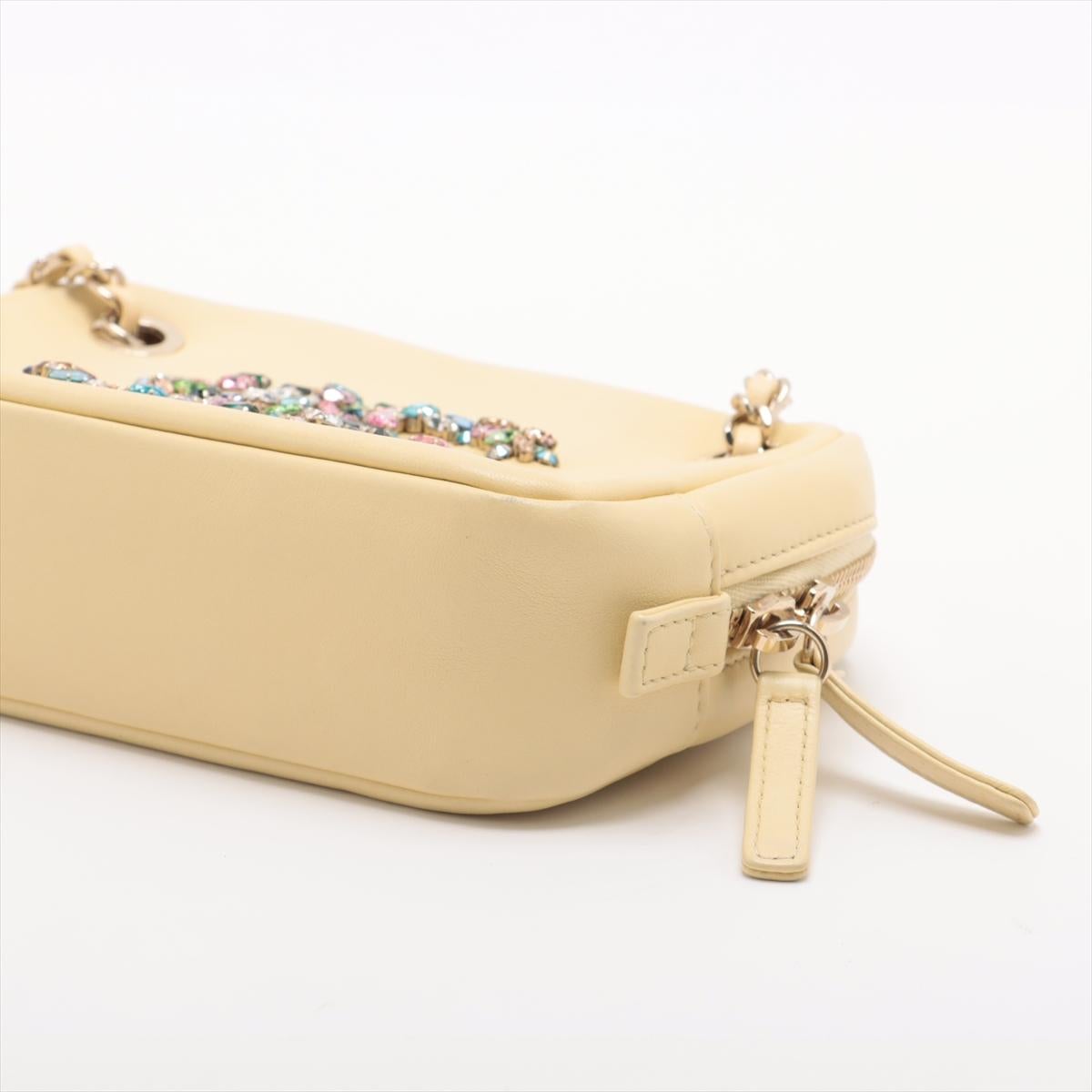 Chanel Multicolor Rhinestone CC Logo Lambskin Chain Shoulder Bag Butter Yellow In Good Condition In Humacao, PR