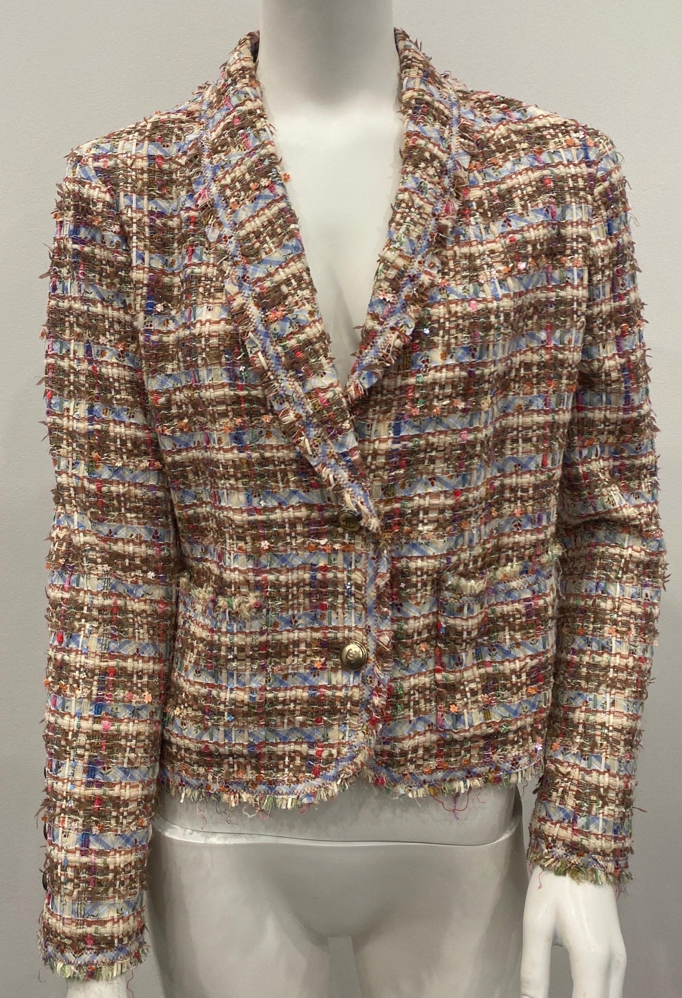 Chanel Multicolor Ribbon Boucle Jacket -Size 40 - 2005P In Excellent Condition In West Palm Beach, FL