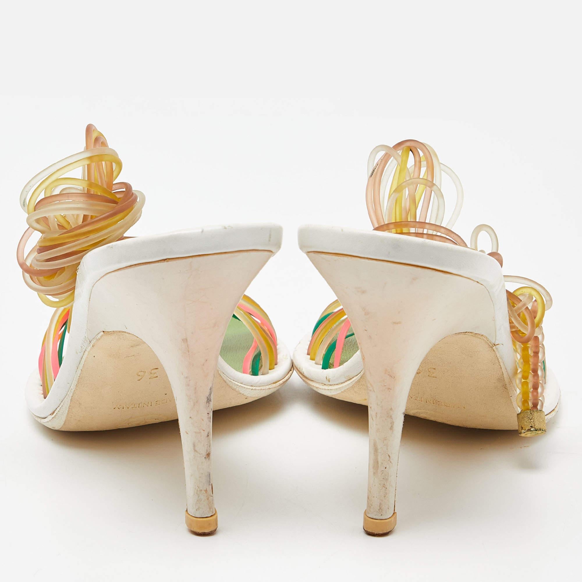 Chanel Multicolor Rubber CC Ankle Tie Sandals Size 36 In Good Condition For Sale In Dubai, Al Qouz 2