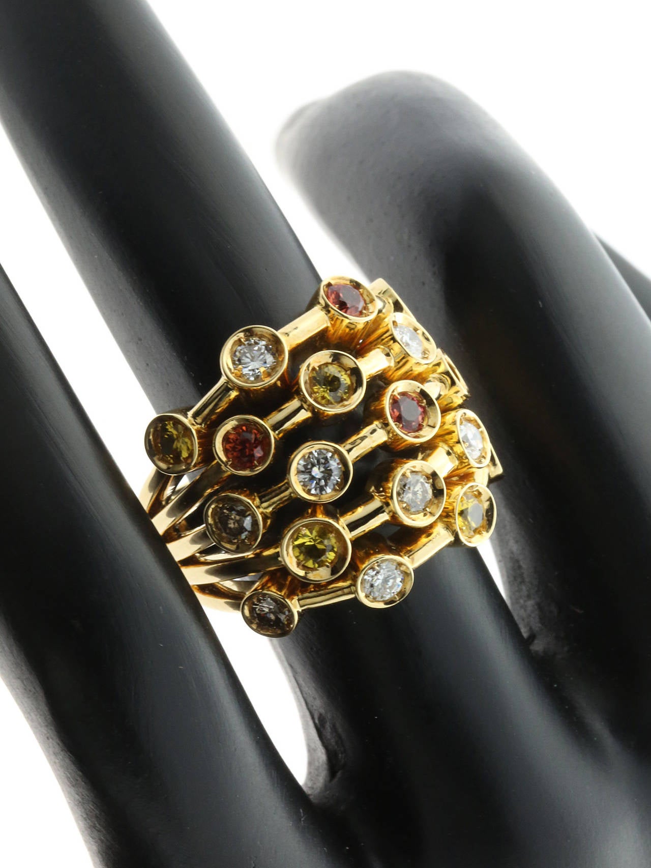 Women's Chanel Multicolor Sapphire Diamond Yellow Gold Ring