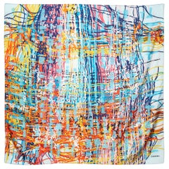 Chanel Multicolor Scribble Print Silk Square Scarf