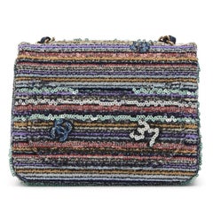 Chanel Multicolor Sequin Mini Square Flap Bag Pale Gold Hardware, 2023