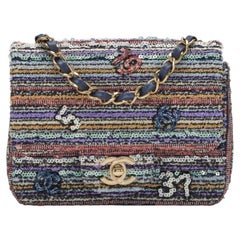 Chanel Multicolor Sequin Mini Square Flap Bag Pale Gold Hardware, 2023