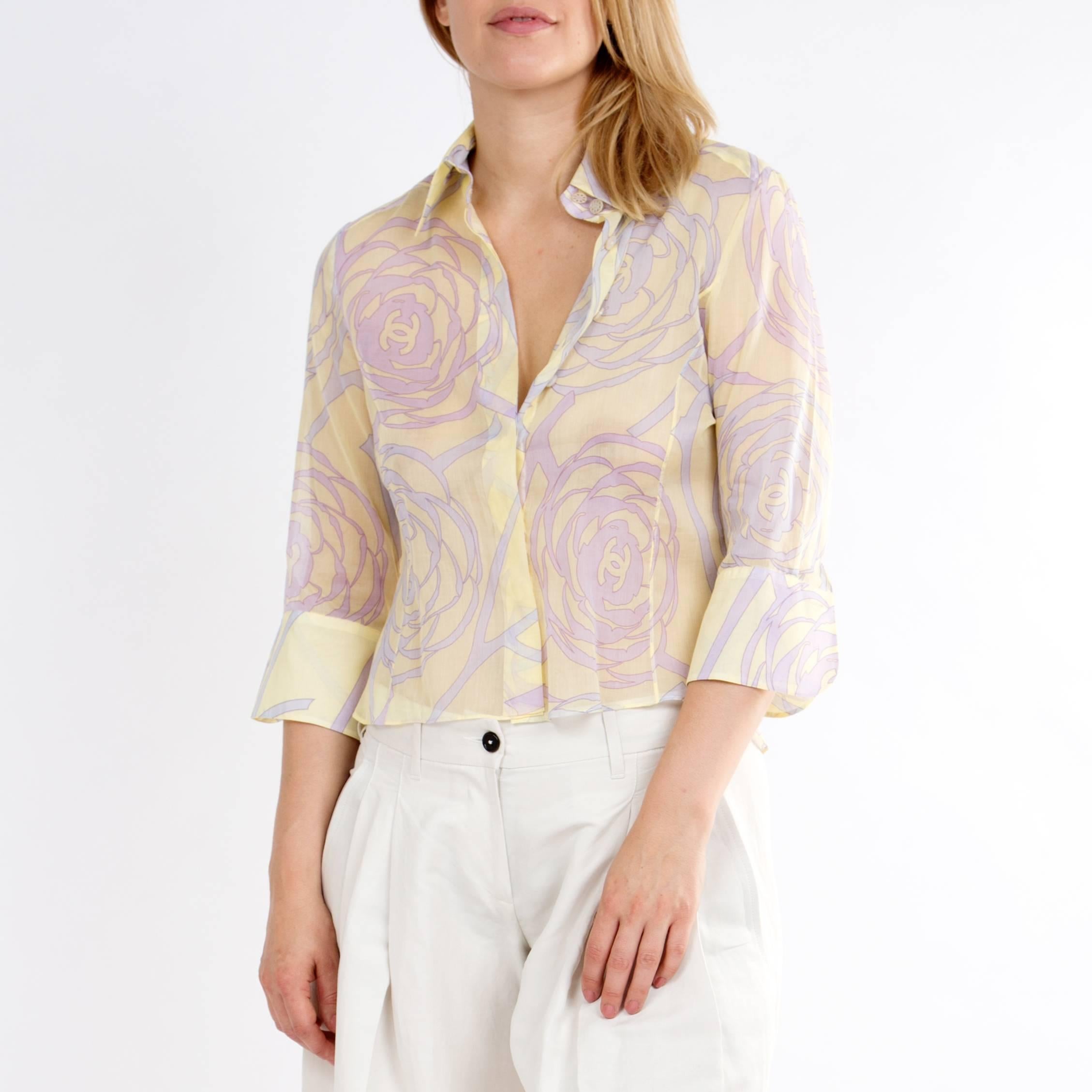 Women's Chanel Multicolor Sheer Cotton Shirt For Sale