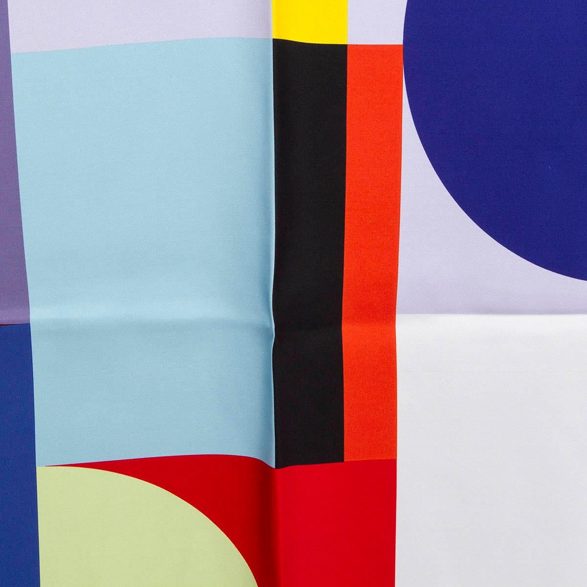 100% authentic Chanel CC geometric color-block silk (100%) scarf in red, burgundy, yellow, lilac, pale lime, grey, blue and white. Hand rolled and stitched seams. Brand new. Comes with box. 

Measurements
Width	86cm (33.5in)
Length	86cm