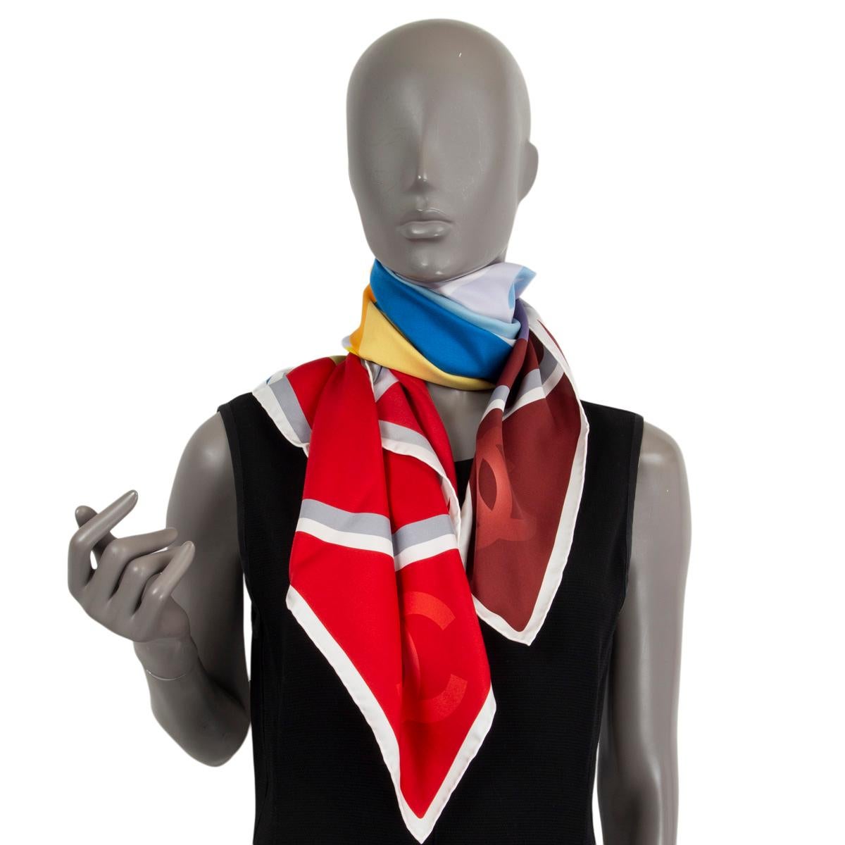 CHANEL multicolor silk GEOMETRIC COLORBLOCK Square Scarf 3