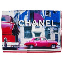 CHANEL multicolor silk PARIS CUBA Cruise 2016/17 Shawl Scarf