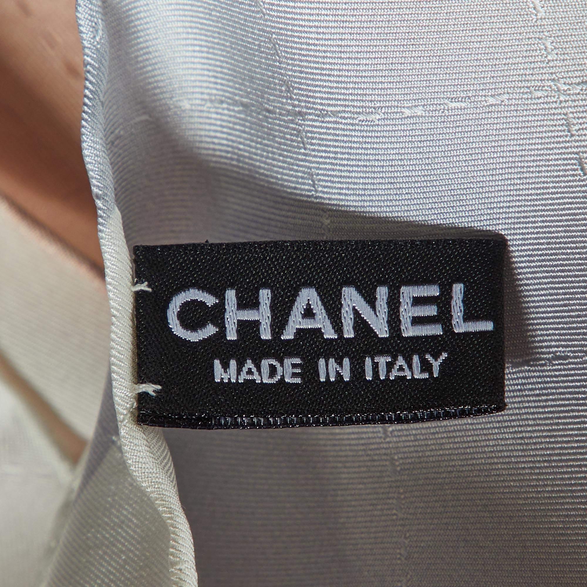 Chanel Multicolor Stacked Logo Print Silk Square Scarf In Excellent Condition In Dubai, Al Qouz 2