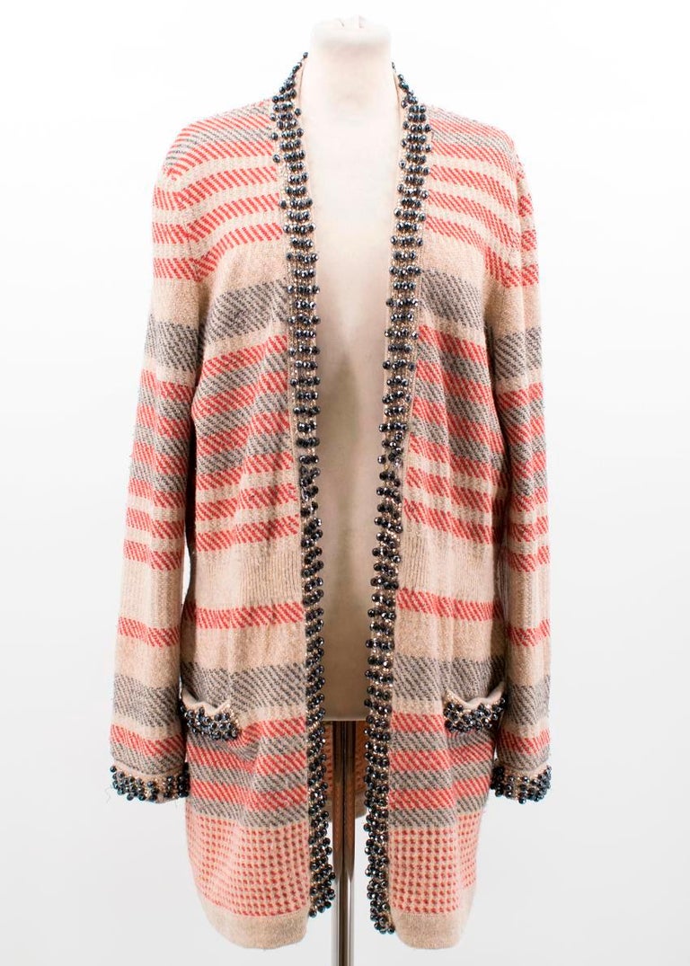 Chanel Multicolor Stripe Cardigan US 12 For Sale at 1stDibs
