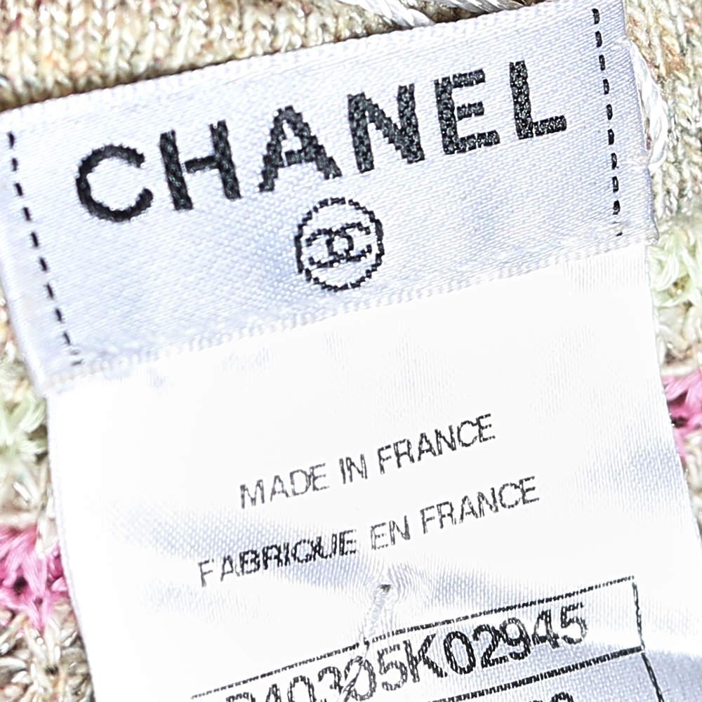 Chanel Multicolor Stripe Cotton Knit Cardigan M In Good Condition For Sale In Dubai, Al Qouz 2