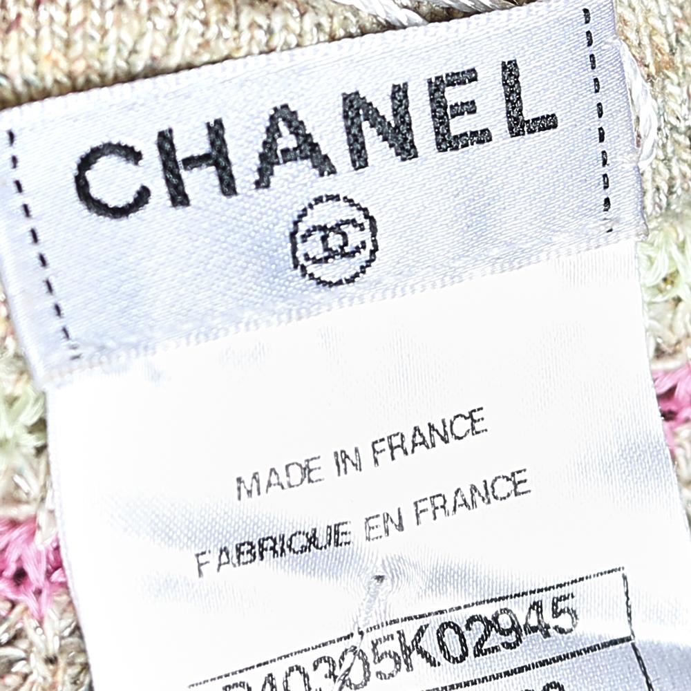 Chanel Multicolor Stripe Cotton Knit Cardigan M In Good Condition In Dubai, Al Qouz 2
