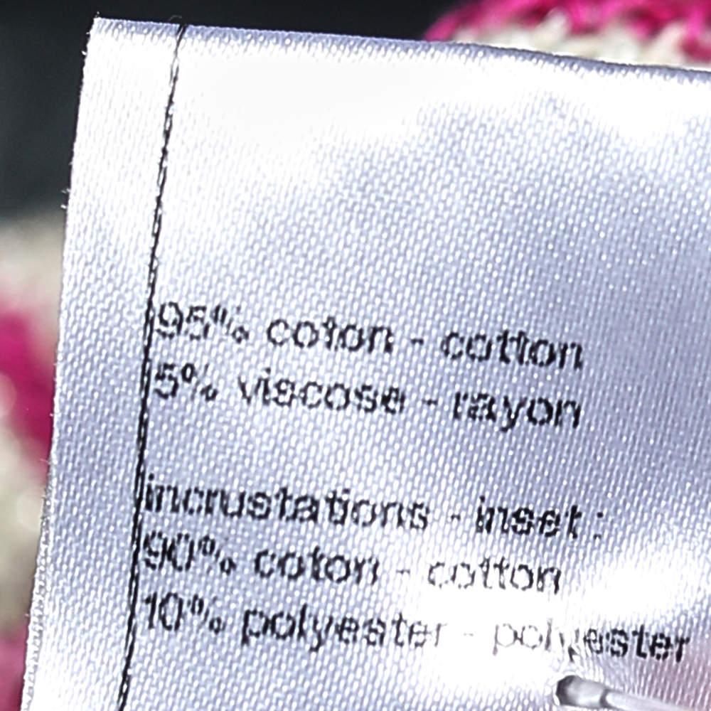 Gray Chanel Multicolor Stripe Cotton Knit Cardigan M