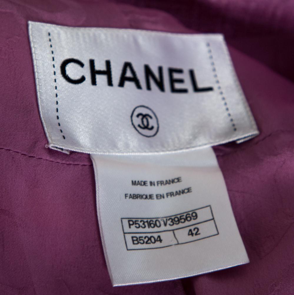 Chanel Multicolor Stripe Cotton Tweed Belted Blazer L 1