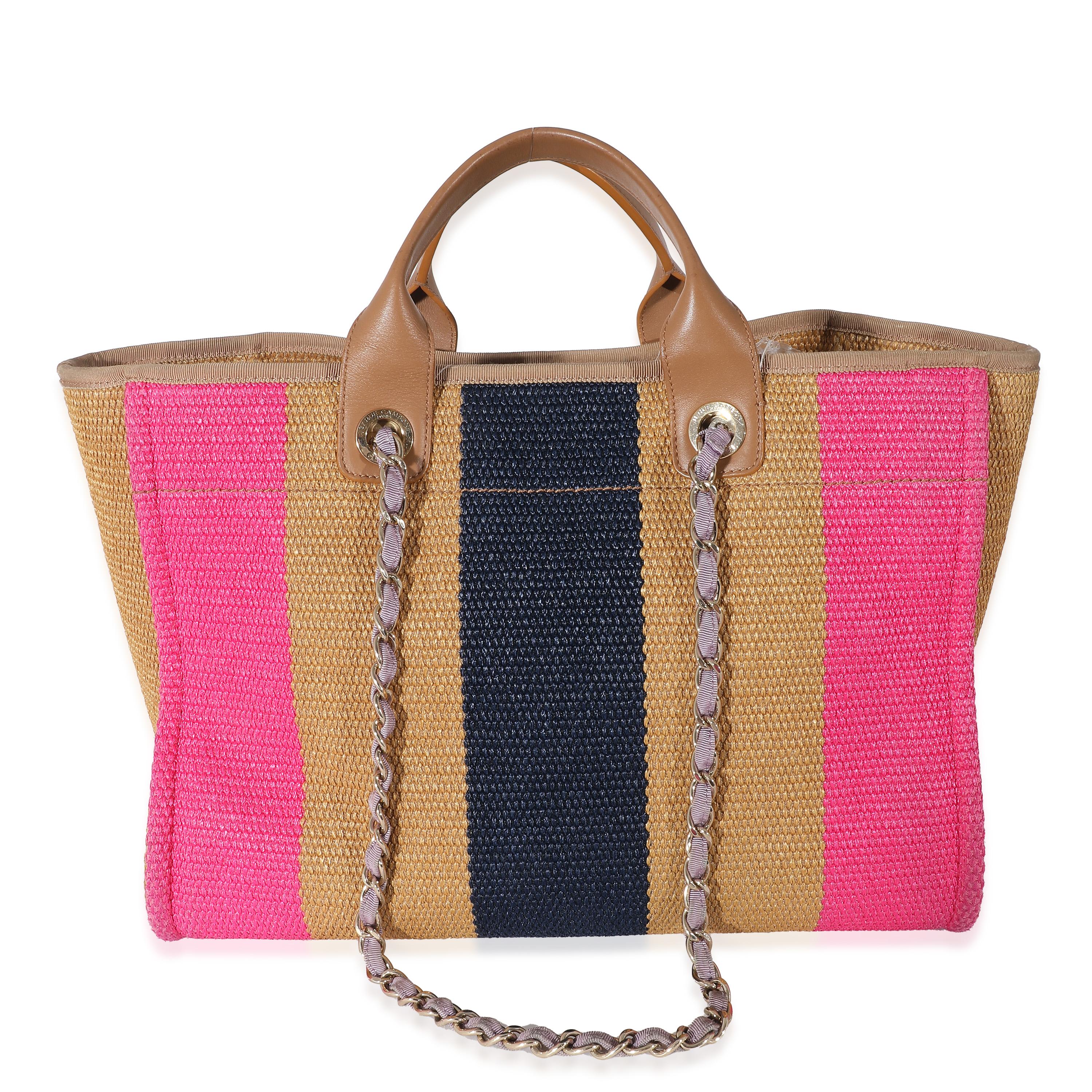 Chanel Multicolor Striped Canvas Large Deauville Tote In Excellent Condition In New York, NY