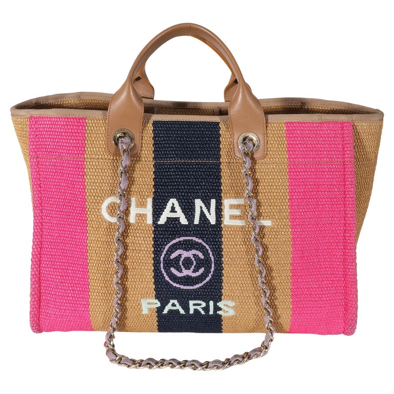 Chanel Multicolor Striped Canvas Large Deauville Tote For Sale at 1stDibs