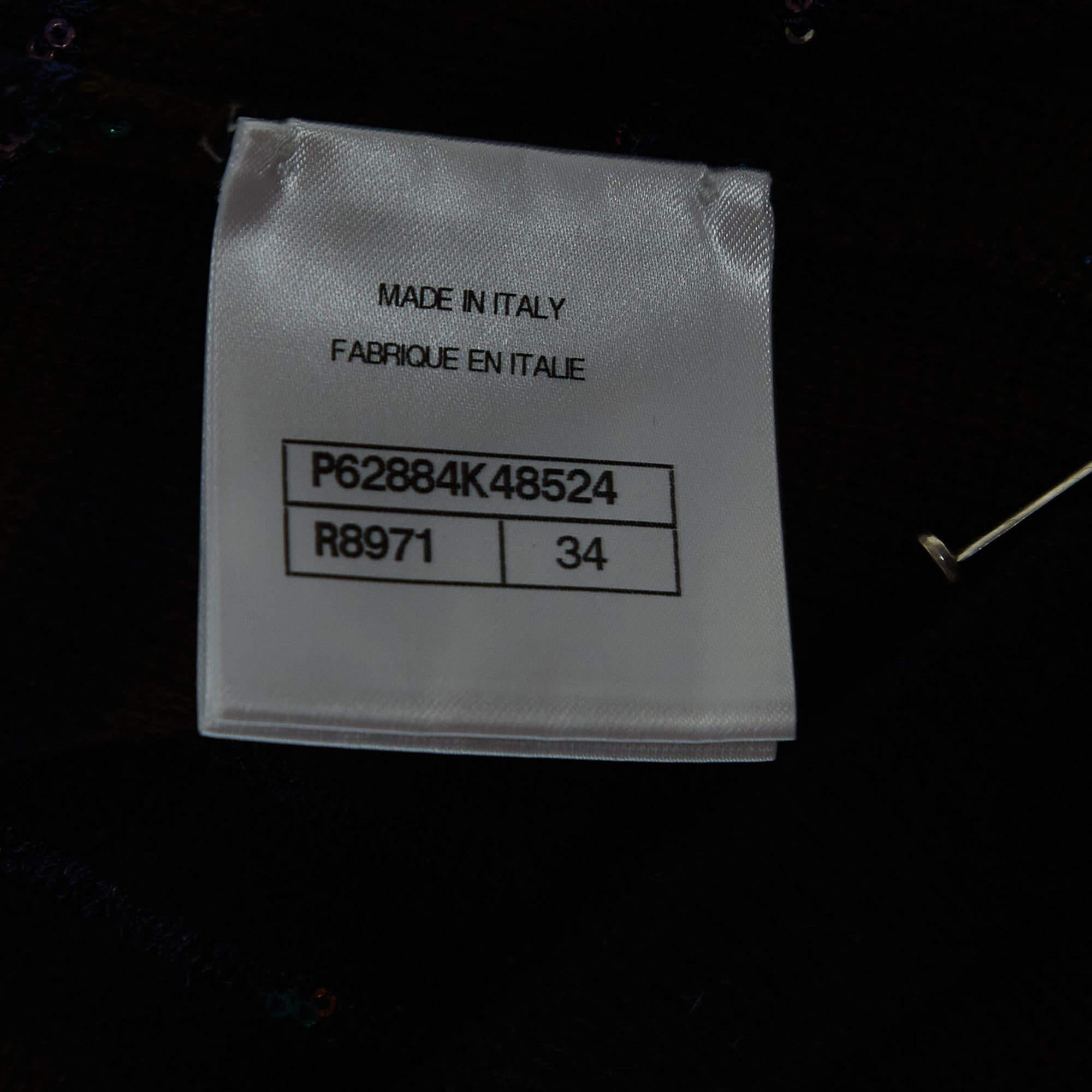 Chanel Cardigan long en cachemire rayé multicolore S Pour femmes en vente
