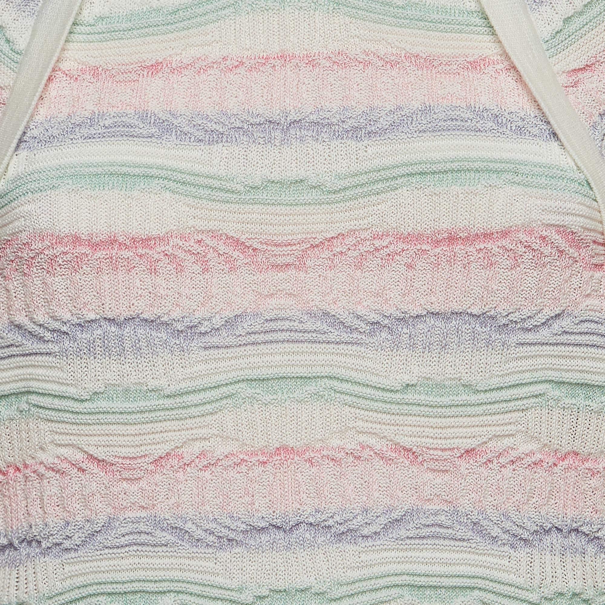 Gray Chanel Multicolor Striped Knit Midi Dress M