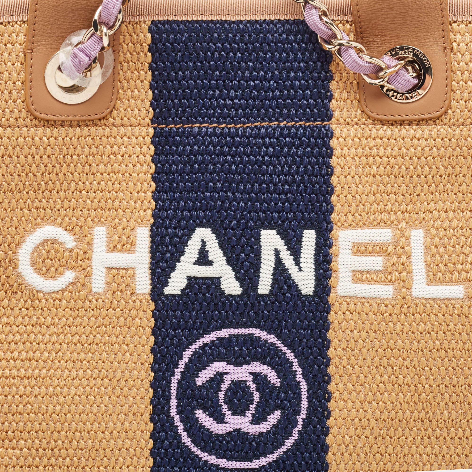 Chanel Multicolor Striped Straw Raffia Large Deauville Shopper Tote 8