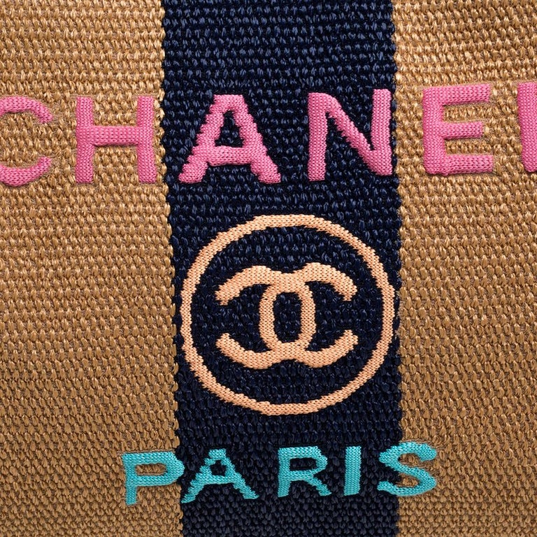 Chanel Multicolor Striped Raffia Large Deauville Tote