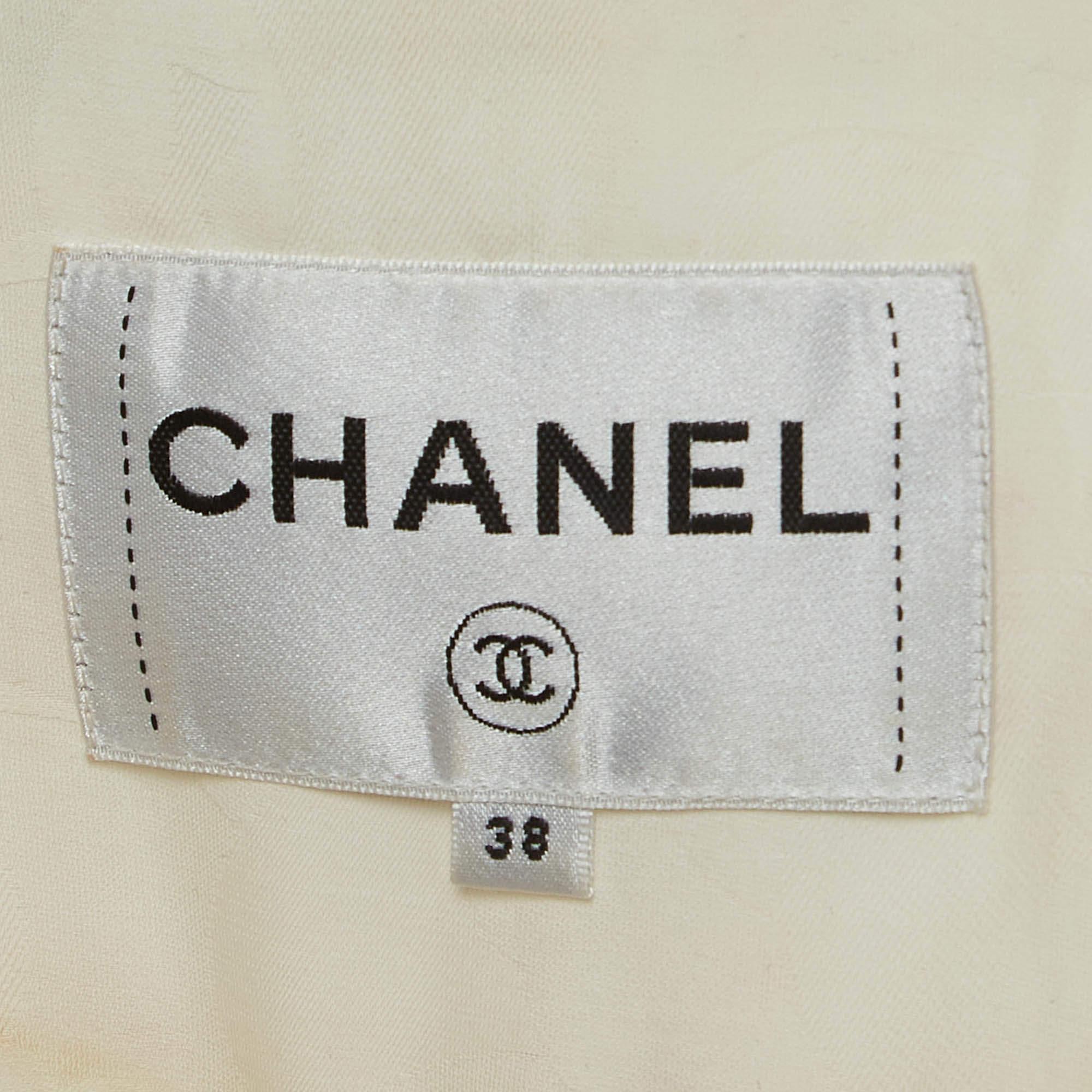 Chanel Multicolor Striped Tweed Long Jacket M For Sale 1