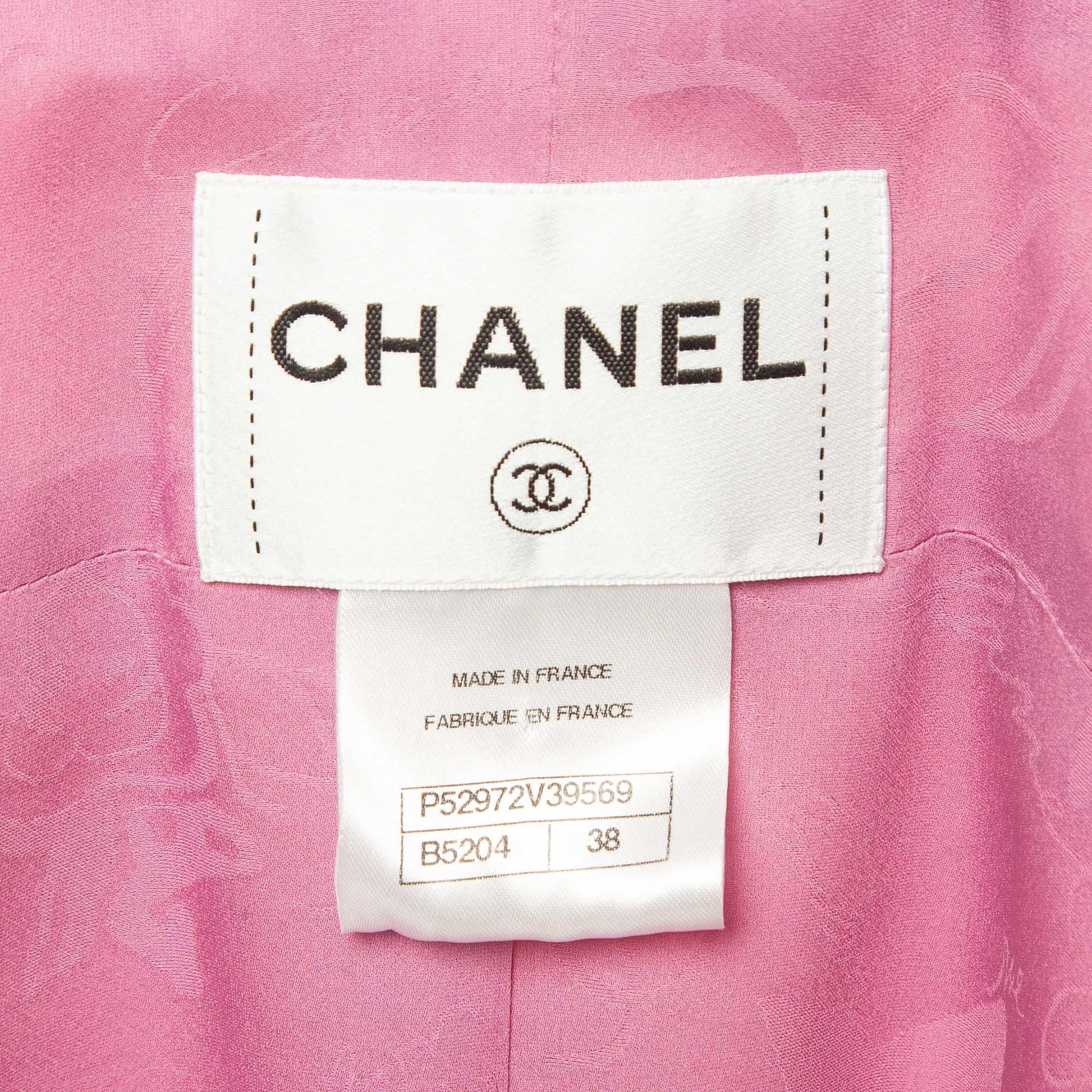 Chanel Multicolor Striped Tweed Single Breasted Blazer M For Sale 1
