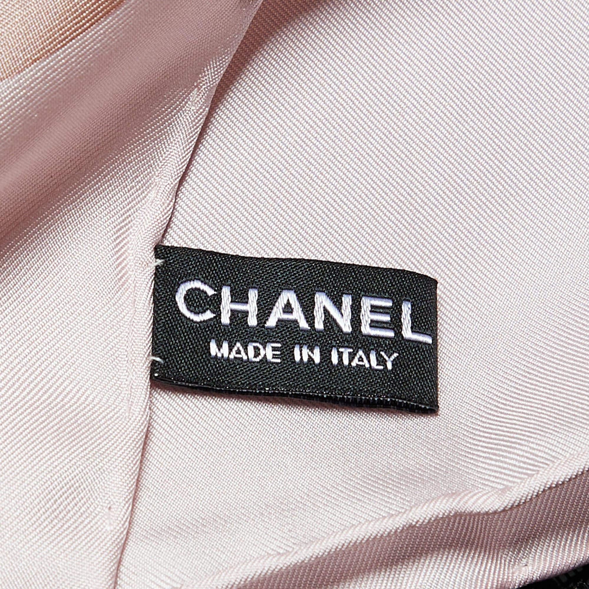 Chanel Multicolor Structural Logo Print Silk Square Scarf In Excellent Condition For Sale In Dubai, Al Qouz 2
