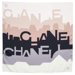 Chanel Multicolor Structural Logo Print Silk Square Scarf