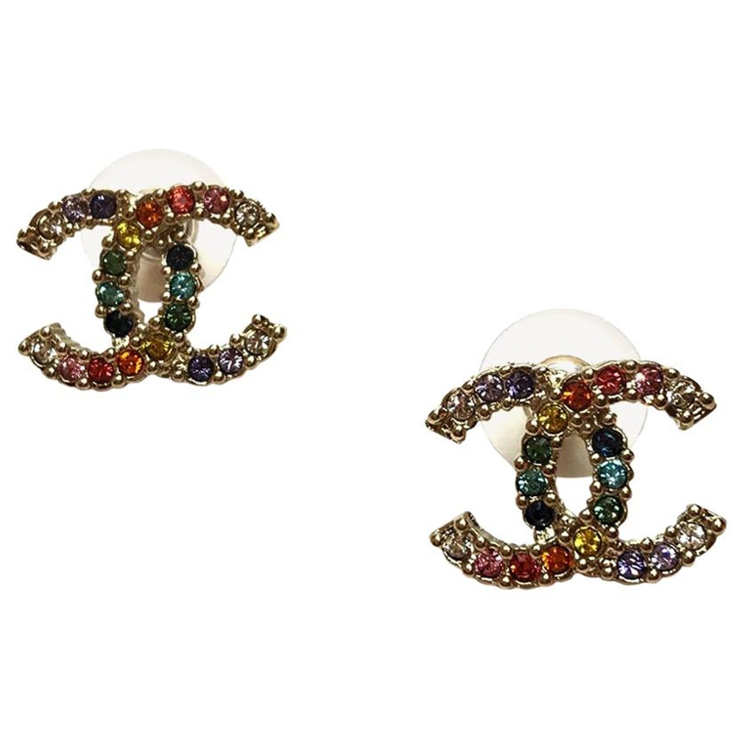 CHANEL Multicolor Stud Earrings at 1stDibs | chanel multicolor earrings, chanel  earrings multicolor