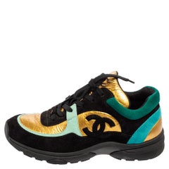Baskets Chanel CC multicolores en daim et tissu, taille 40