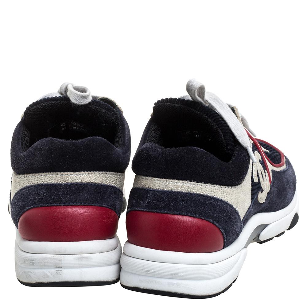 Chanel Multicolor Ante Cuero Y Tela CC Logo Zapatillas Bajas Talla 36 1