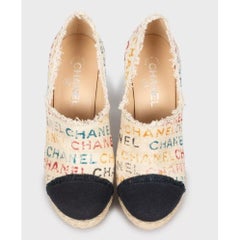 Chanel Multicolor Textile Logo Print Ankle Boots - Size 40