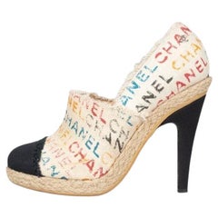 Chanel Multicolor Textile Logo Print Ankle Boots - Size 40