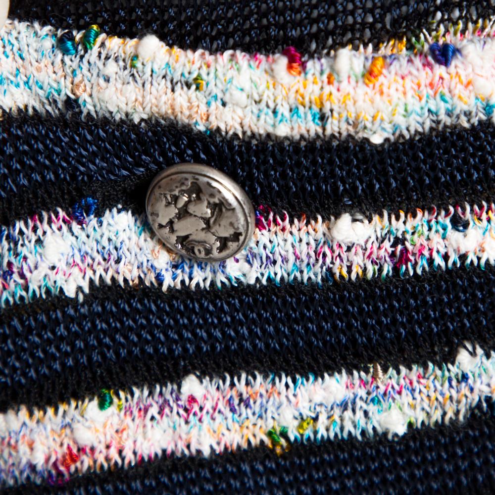 Women's Chanel Multicolor Textured Stripe Knit Shift Dress S