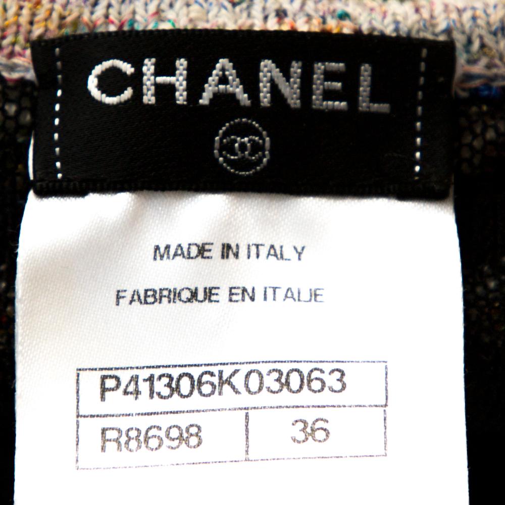 Chanel Multicolor Textured Stripe Knit Shift Dress S 1