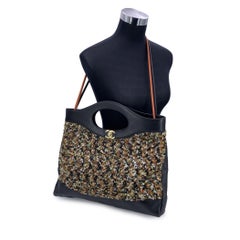 Chanel Multicolor Tweed and Black Leather Large 31 Shopping Bag