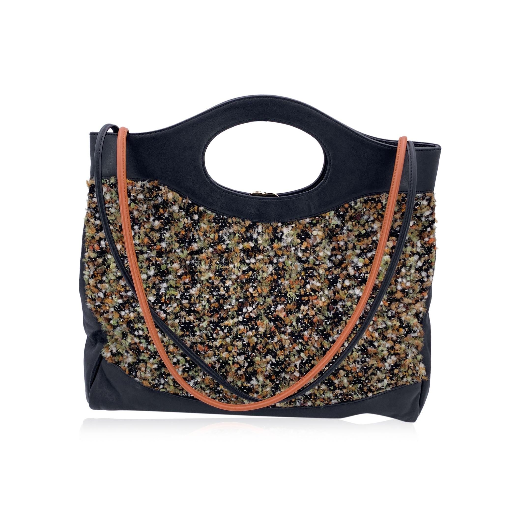 Chanel Multicolor Tweed and Black Leather Large 31 Shopping Bag In Excellent Condition In Rome, Rome