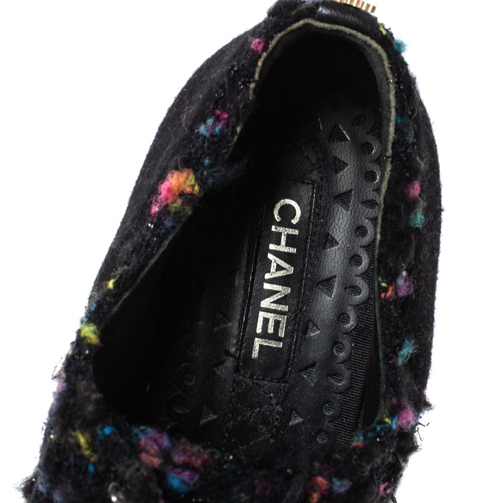 Chanel Multicolor Tweed And Felt Lace Up Platform Sneaker 38.5 1