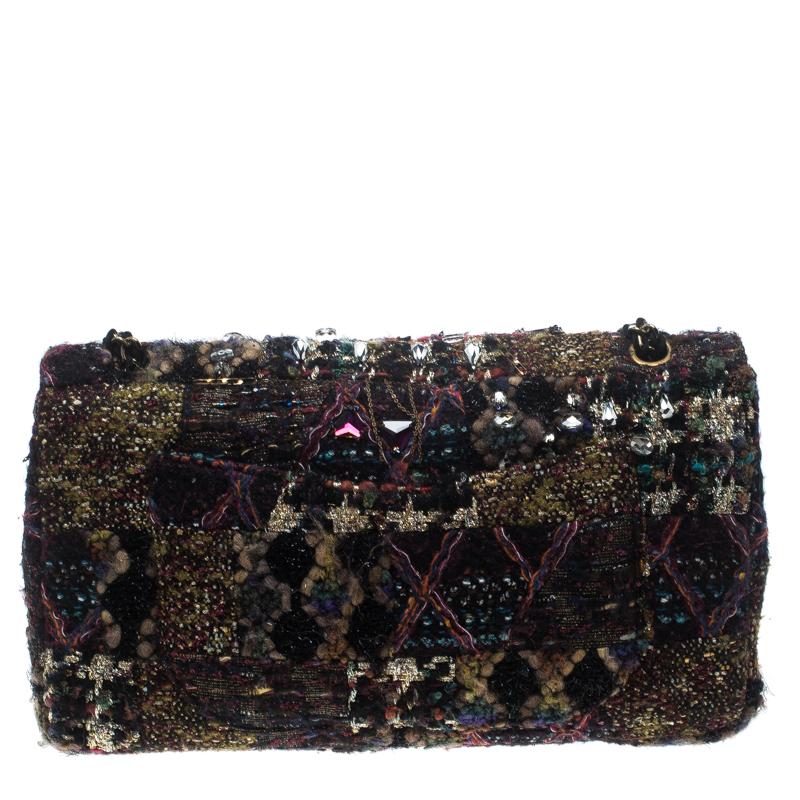 Chanel Multicolor Tweed and Jeweled Limited Edition Lesage Reissue Flap Bag In Good Condition In Dubai, Al Qouz 2