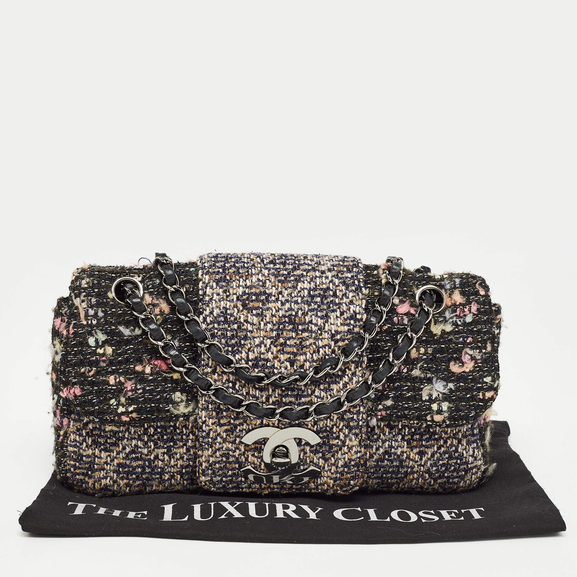 Chanel Multicolor Tweed and Leather Fantasy Tweed Flap Bag 8