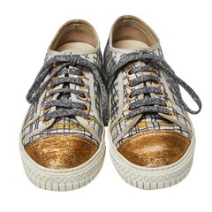 Baskets Chanel en tweed multicolore CC, Taille 37