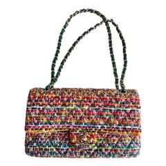 Chanel multicolor tweed classic double flap bag