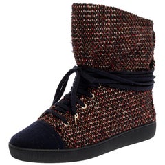 Chanel Bottines à lacets en tweed multicolore à lacets Taille 39