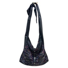 Chanel Multicolor Tweed Girl Bag with Black Leather Trim & CC Buttons