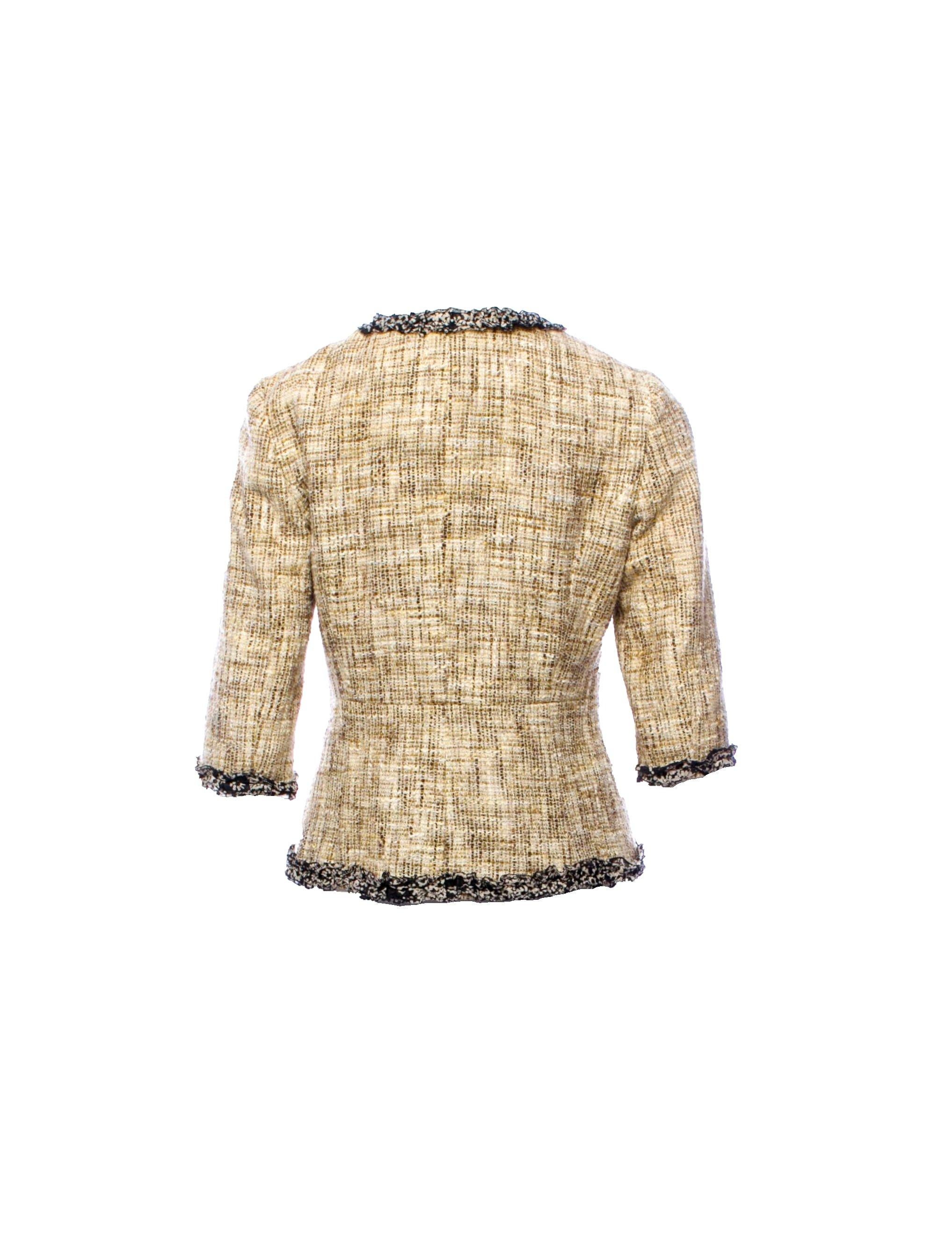 Chanel Multicolor Tweed Cropped Jacket Blazer with CC Logo Trimming at ...