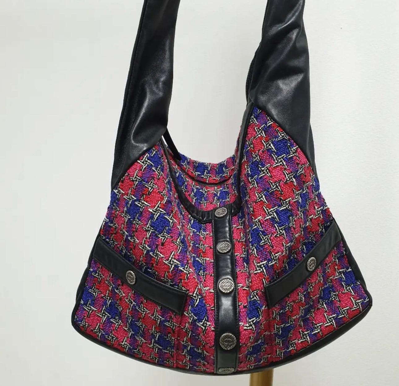 Women's Chanel Multicolor Tweed  Leather Girl Crossbody Jacket Bag For Sale