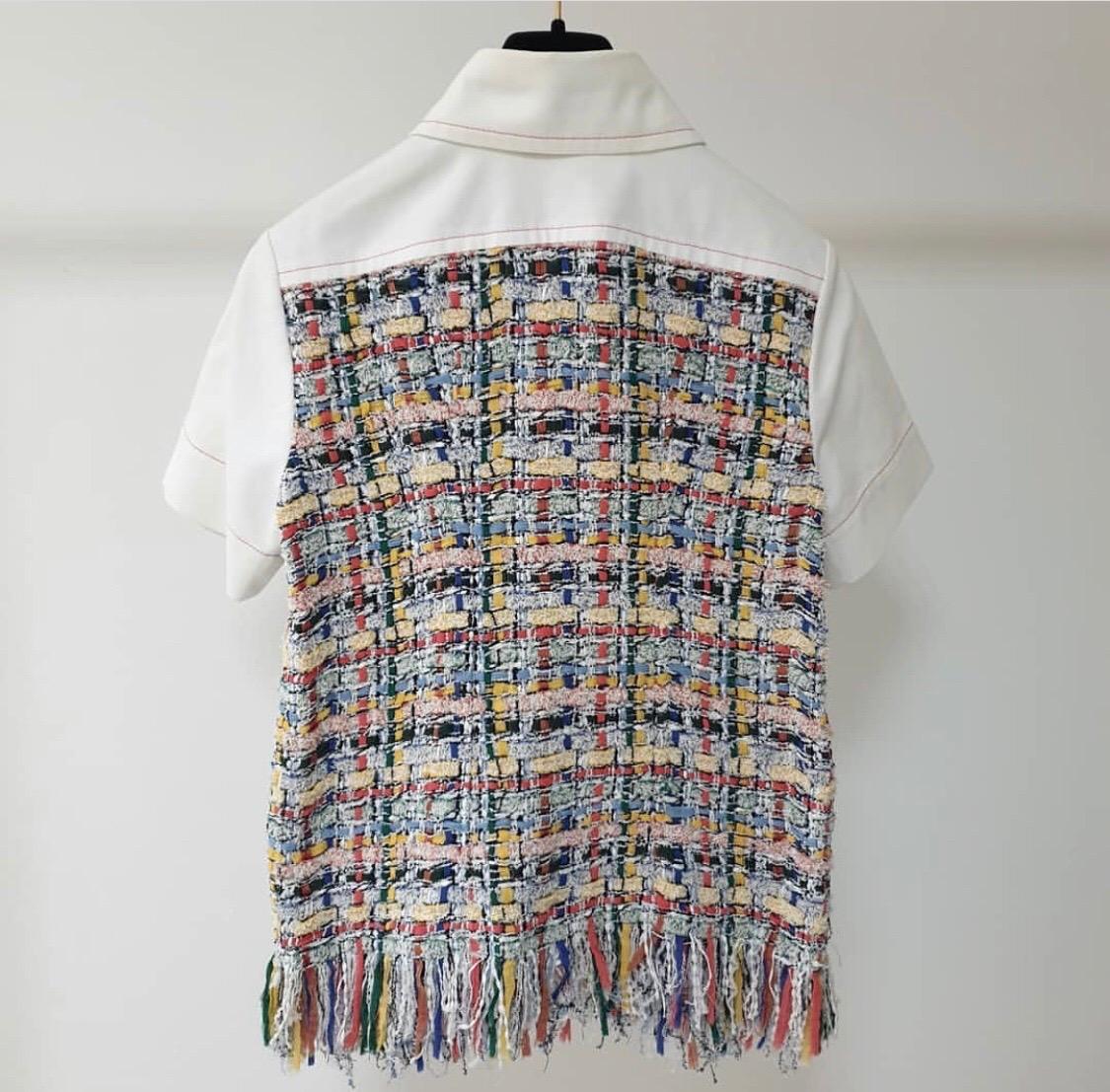 Women's Chanel Multicolor Tweed Lesage 2015 Jacket Shirt 
